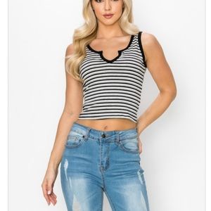 Women Striped Crop Tank Top